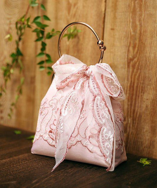 New Pink Handmade Lace Embroidered Tote Bag
