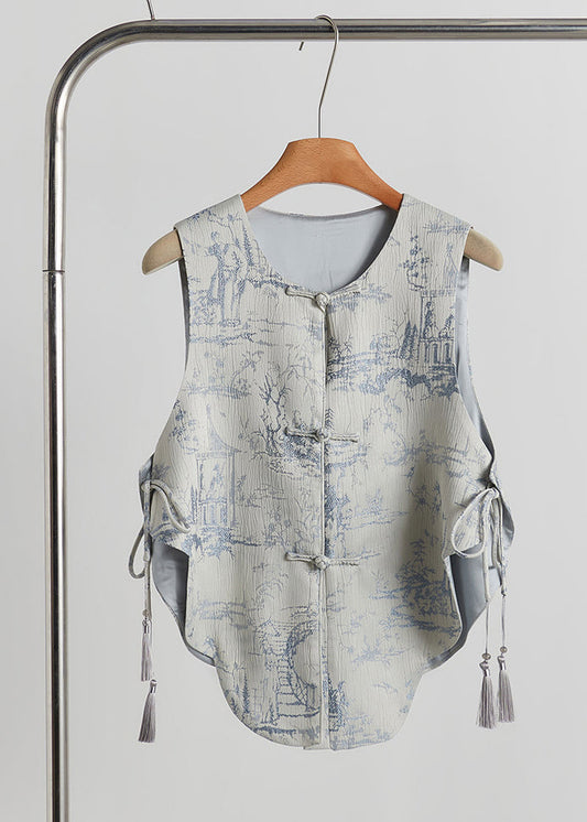 New Retro Grey Jacquard Cotton Two Pieces Set Fall