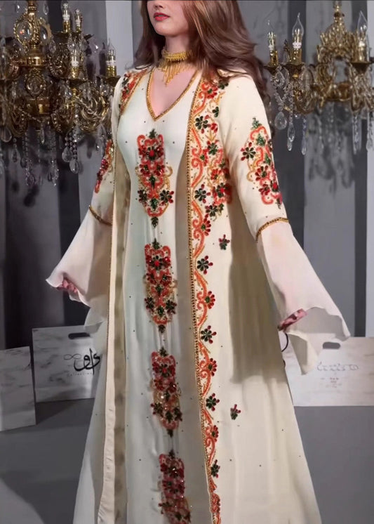 New Style Black Embroidered Robe Dress Two Pieces Set Summer