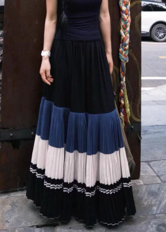 Neue, knitterige Patchwork-Baumwollröcke mit elastischem Bund für den Frühling