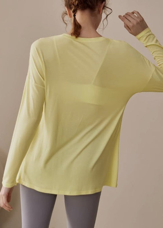 New Yellow Asymmetrical Side Open Solid Yoga Tank Tops