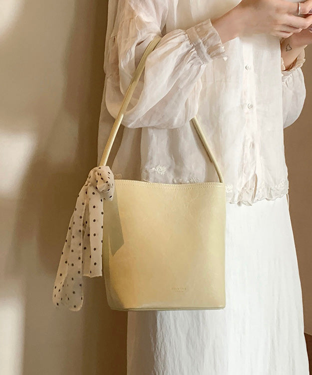 New Yellow Large Capacity Faux Leather Bucket Bag