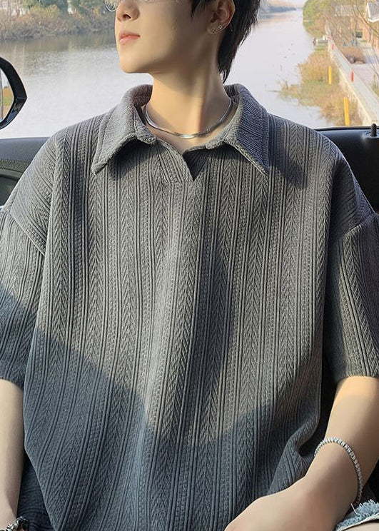 New Yellow Oversized Solid Cotton Polo Shirts Men Summer