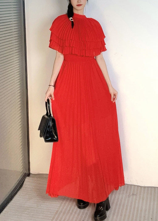 New Yellow Wrinkled Lace Up Chiffon Cape Dresses Summer