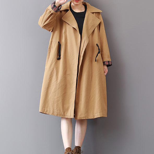 Neu Khaki Mäntel plus größe revers kragen outwear vintage wilden