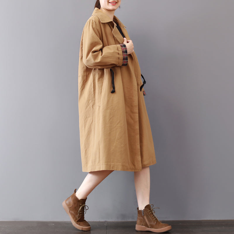 Neu Khaki Mäntel plus größe revers kragen outwear vintage wilden