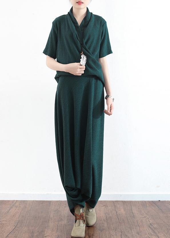 New original design green Tencel irregular head suit two-piece suit hanger pants - SooLinen