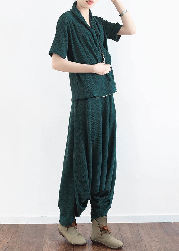New original design green Tencel irregular head suit two-piece suit hanger pants - SooLinen