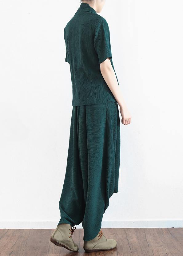 New original design green Tencel irregular head suit two-piece suit hanger pants - SooLinen