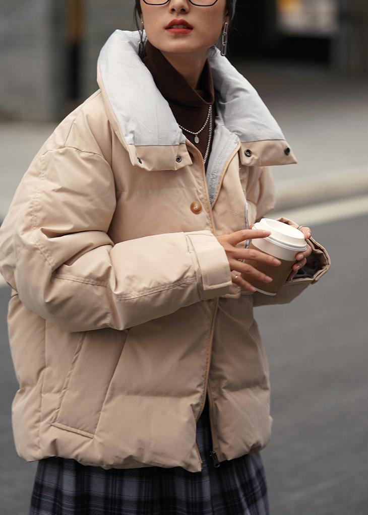 New plus size clothing Jackets nude stand collar patchwork outwear - SooLinen