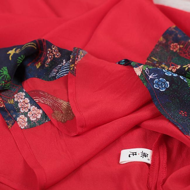 Neues Urlaubskleid mit rotem Aufdruck und Rundhalsausschnitt, ärmelloses Kleid, Maxikleid mit Seidenröcken