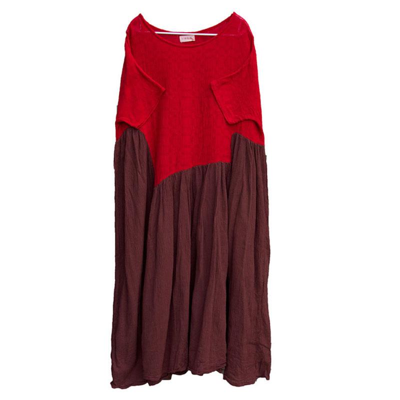 Neues Reisekleid, lässig, Retro, Asymmetrie, Spleißen, Jacquard, Kurzarmkleid