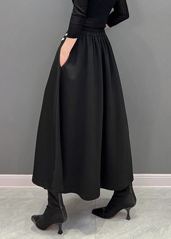 Neuheit Schwarz Floral Dicke Elastische Taille Röcke Winter