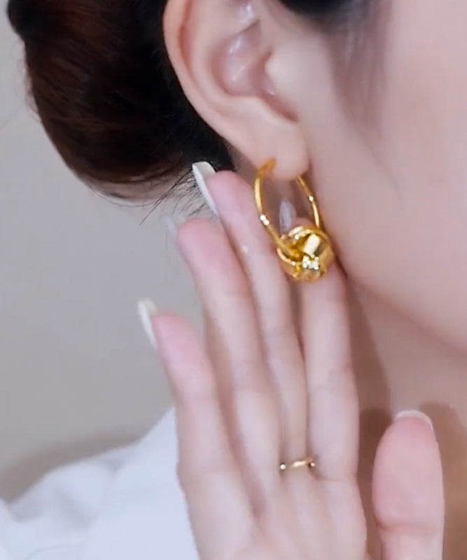 Pendientes de aro con circonitas doradas y cobre dorado novedosos