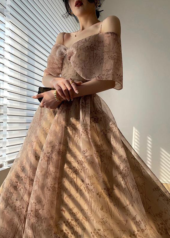 Neuheit Reißverschluss Print Chiffon Spaghettiträger Kleid Sommer