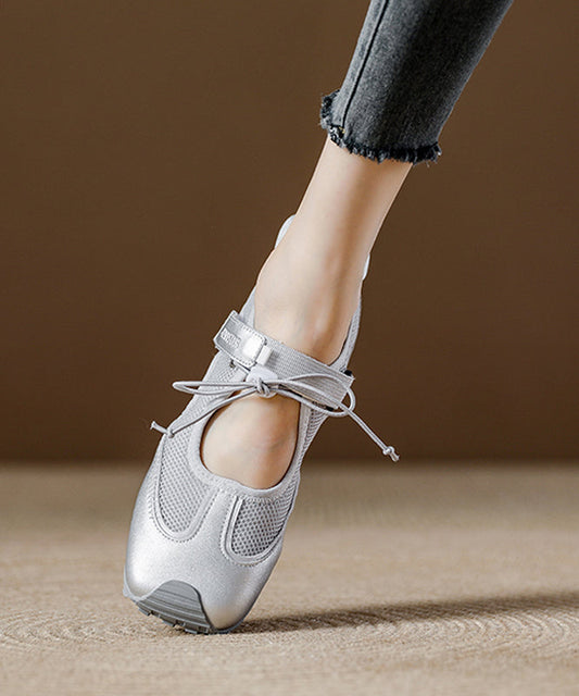 Orange Breathable Mesh Boutique Splicing Flat Shoes Women