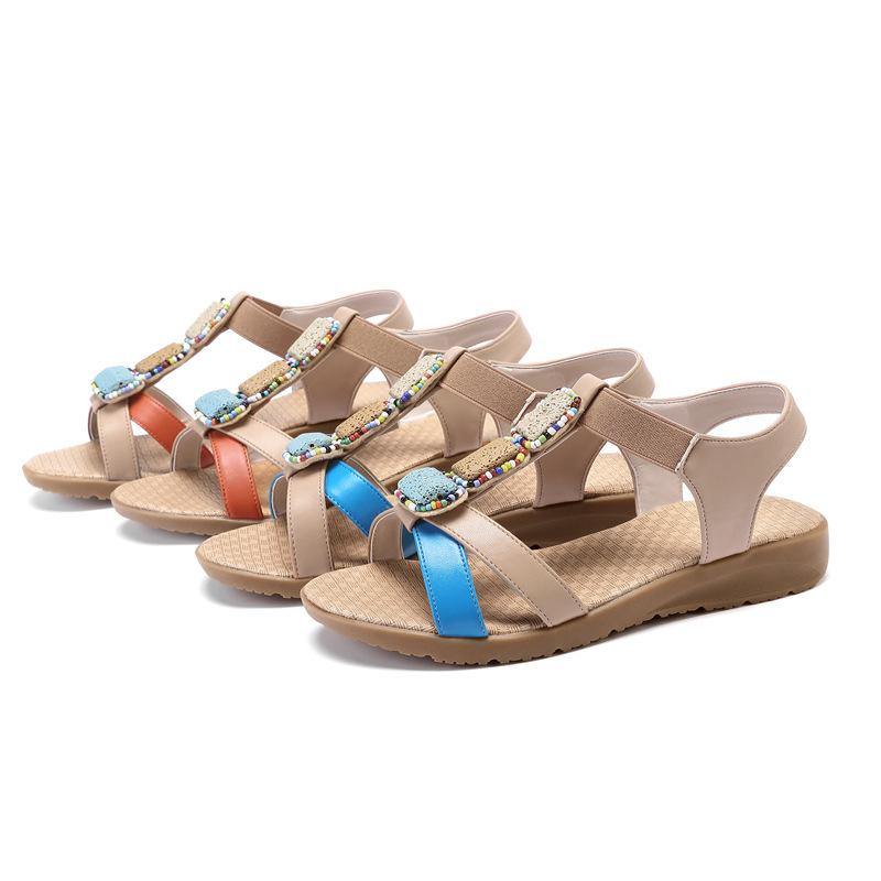Orange Flat Sandals Cowhide Leather Handmade best sandals for walking - SooLinen
