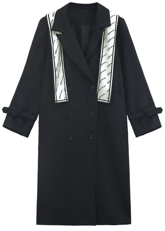 Organic Black Peter Pan Collar Button Pockets Fall Top Long sleeve - SooLinen