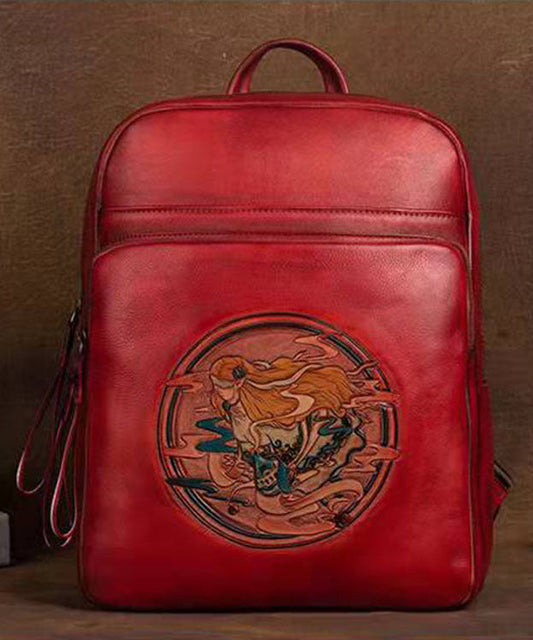 Tote-Handtasche aus organischem Kalbsleder mit schwarzen Charakter-Paitings