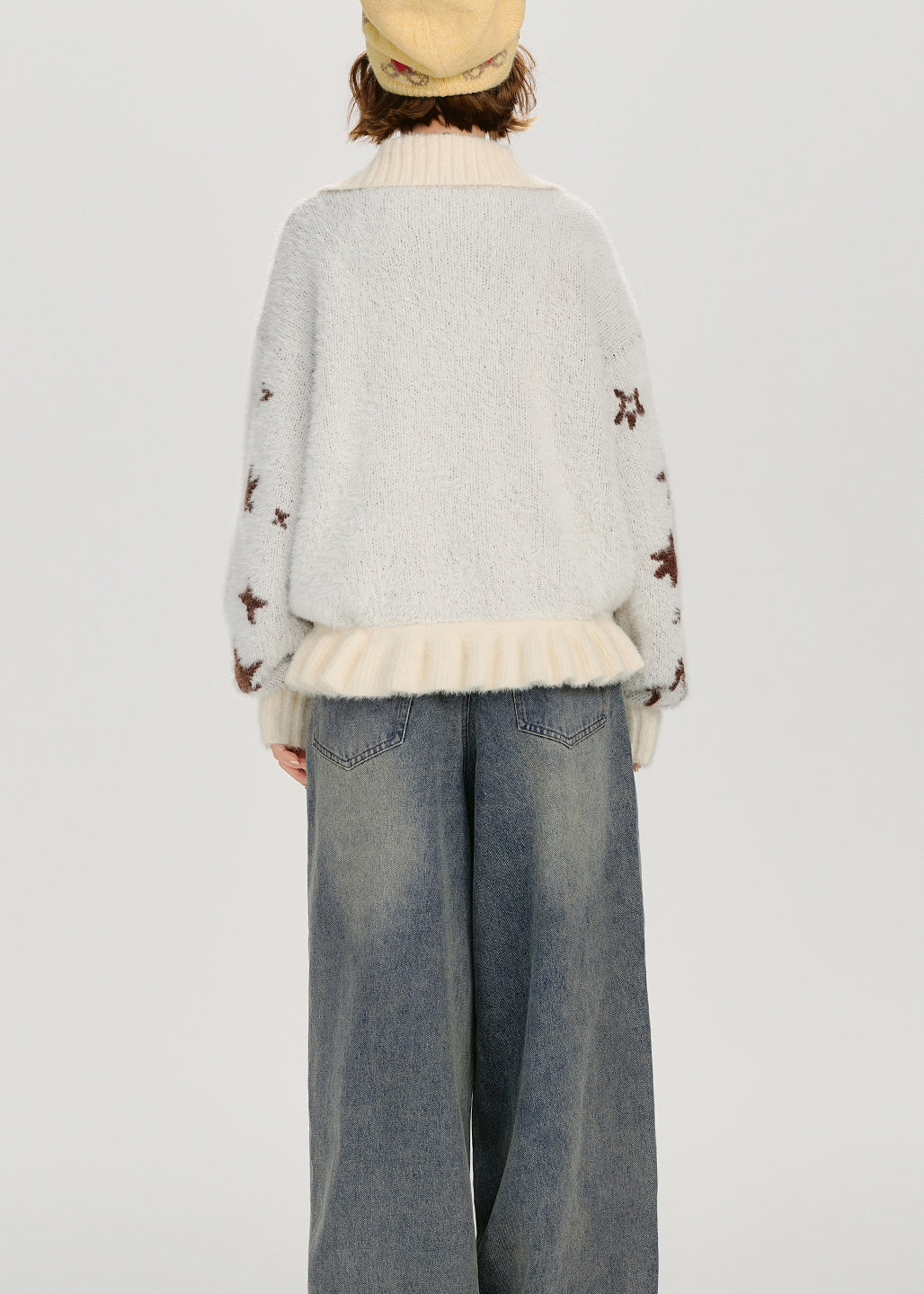 Organic Colorblock Cartoon Jacquard Patchwork Knitted Sweater Spring