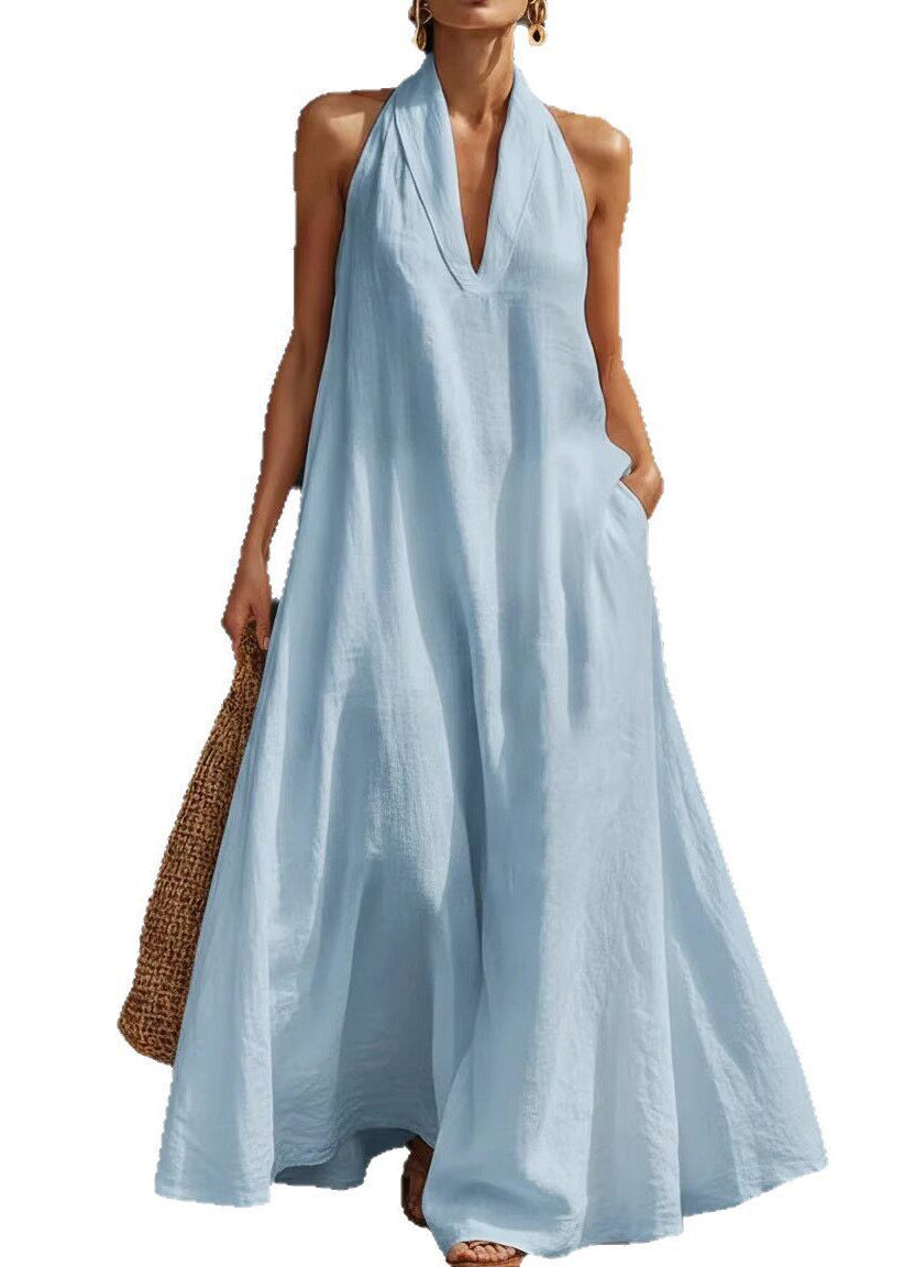 Organic Light Green Oversized Cotton Long Dress Sleeveless