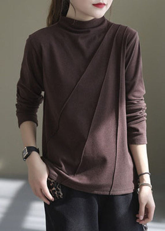 Bio Rosa Stehkragen zerknitterte Tops Langarm