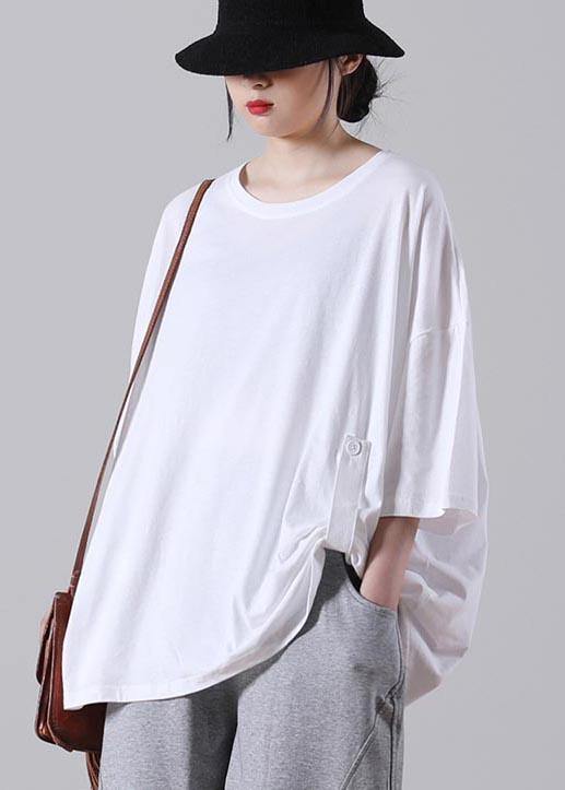 Organic White Half Sleeve Cotton Summer Top - SooLinen