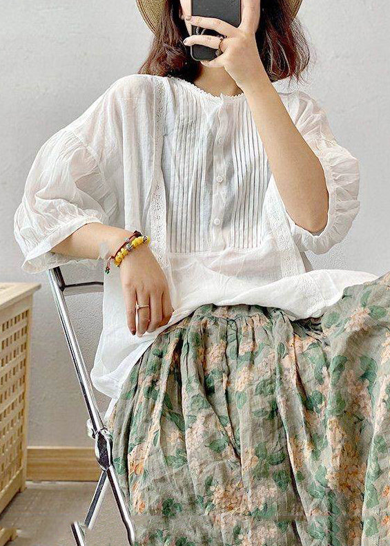 Organic White Wrinkled Oversized Cotton Shirts Summer
