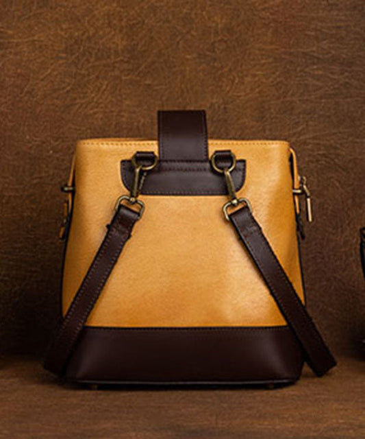 Umhängetasche aus organischem Kalbsleder mit gelben Blumenmustern