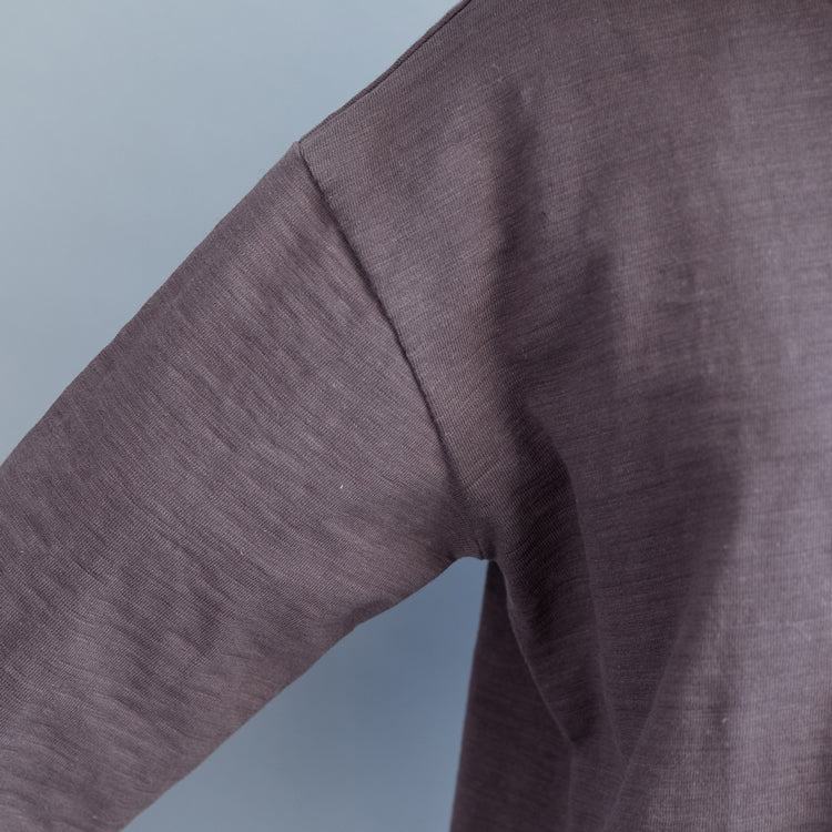 Bio-Baumwolle grau Tops Damen Mode Weihnachtsgeschenke Kleider O Hals Dreiviertelärmel Bluse