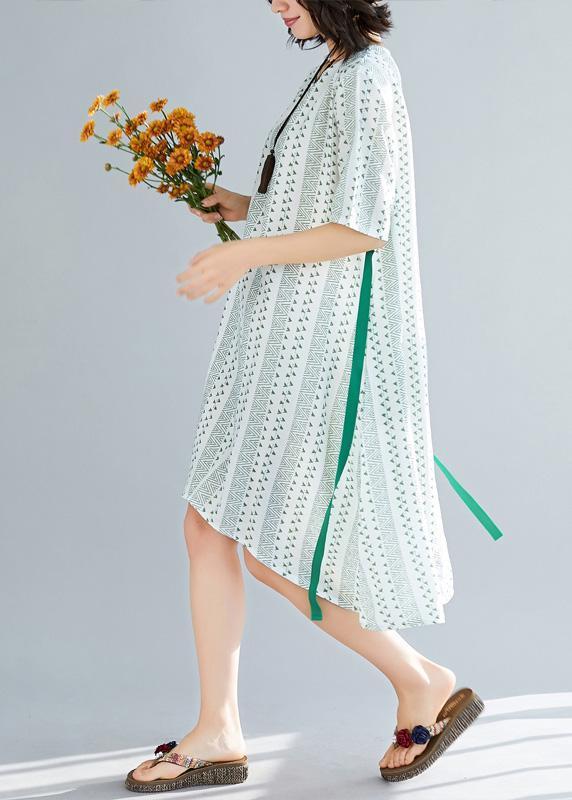 Organischer grüner Druck Chiffon-Garderoben Casual Tutorials O-Ausschnitt Art Sommerkleid
