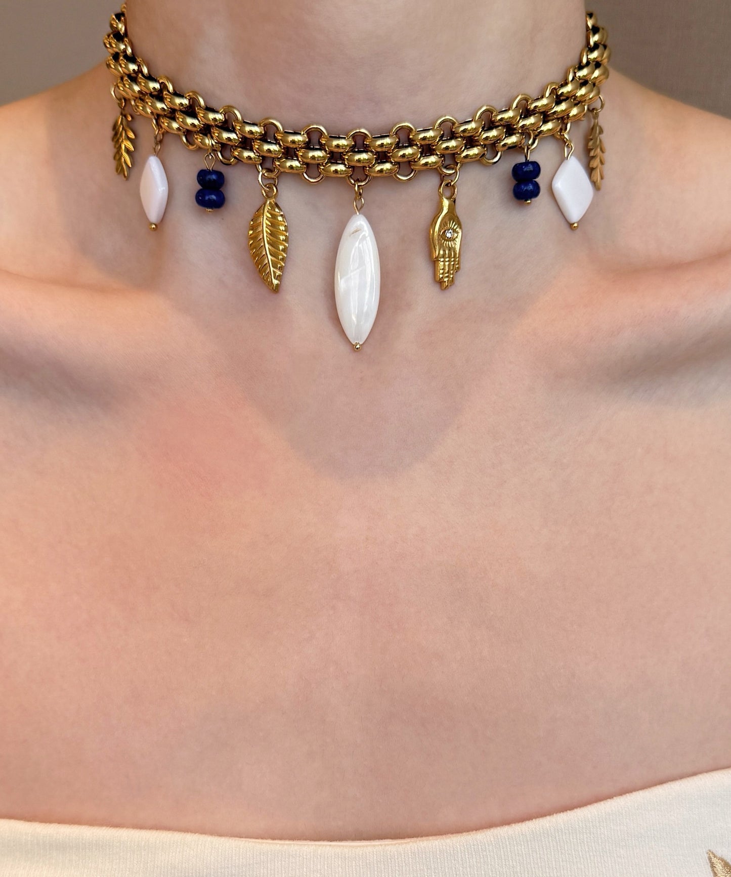 Original Blue Cross Shell Layering Four Piece Set Titanium Steel Pendant Necklace