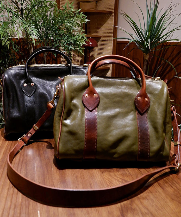 Original Design Blackish Green Splicing Solid Durable Leather Tote Handbag