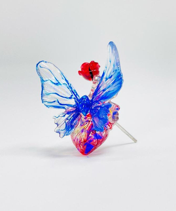 Pendientes de mariposa de resina en plata de ley con diseño original en bloques de color