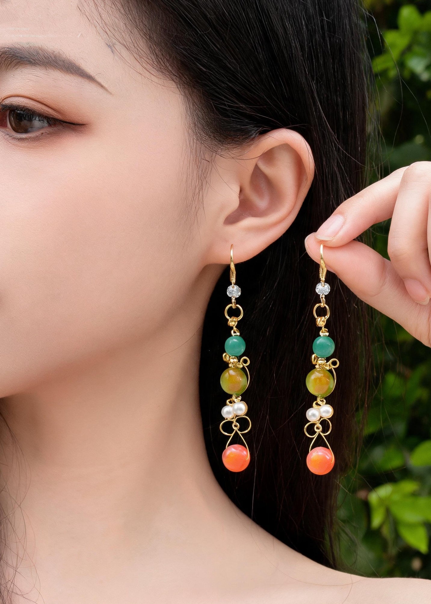Original Design Fine Crystal Ethnic Style Drop Earrings