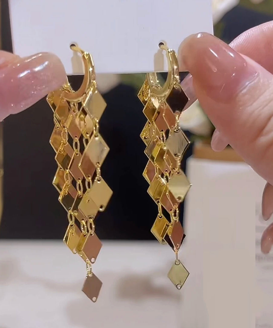 Ohrhänger aus Gold-Kupfer-Legierung mit Diamanten und Pailletten im originellen Design