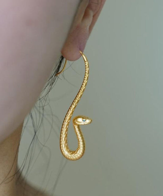 Original Design Gold Copper Overgild Serpentine Hoop Earrings