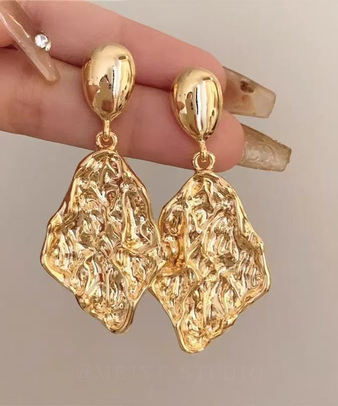 Original Design Gold Metal Alloy Wrinkled Drop Earrings