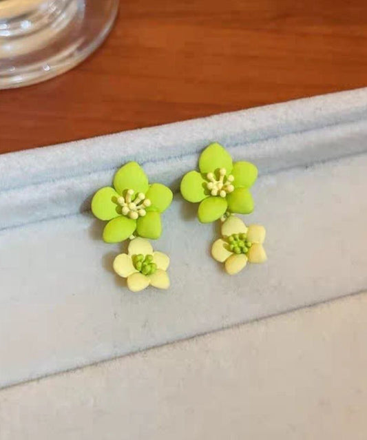 Original Design Green Alloy Floral Drop Earrings