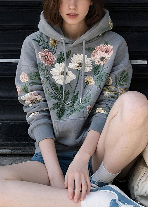 Original Design Grey Print Cozy Cotton Sweatshirt