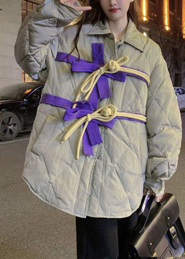 Original Design Khaki Peter Pan Kragen Schleife Orientalischen Knopf Dicke Mäntel