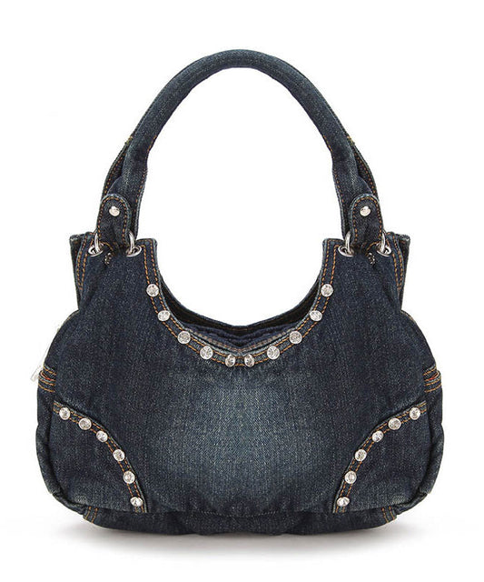 Original Design Light Blue Zircon Denim Hobo Bag
