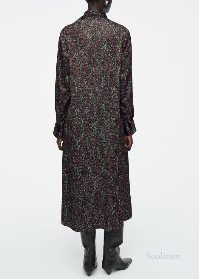 Original Design Polychrome Print With Scarf Cotton Dress Spring