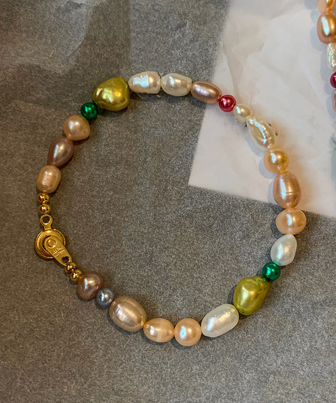 Original Design Rainbow Alloy Pearl Beading Bracelet
