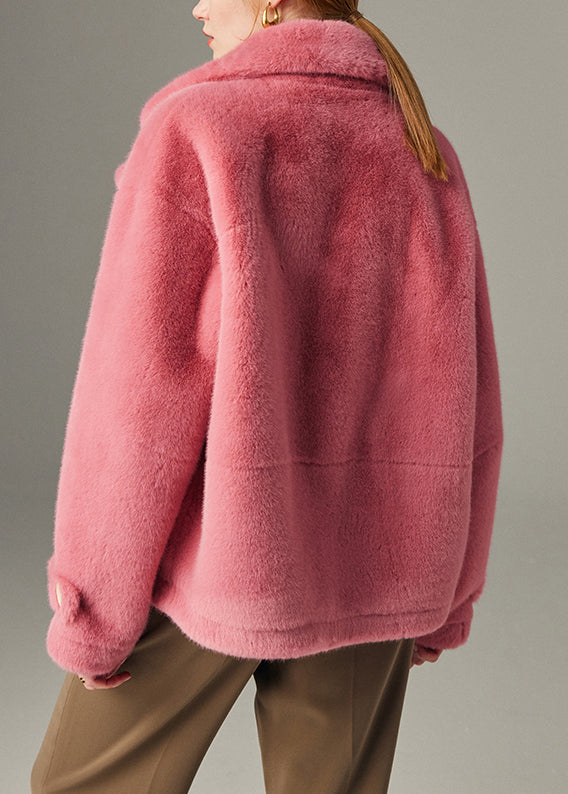 Original Design Rosenknopftaschen Uni-Nerzhaarmäntel