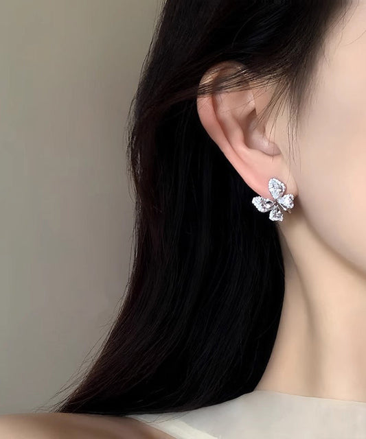 Pendientes de mariposa con diseño original de seda, cobre y circonitas doradas