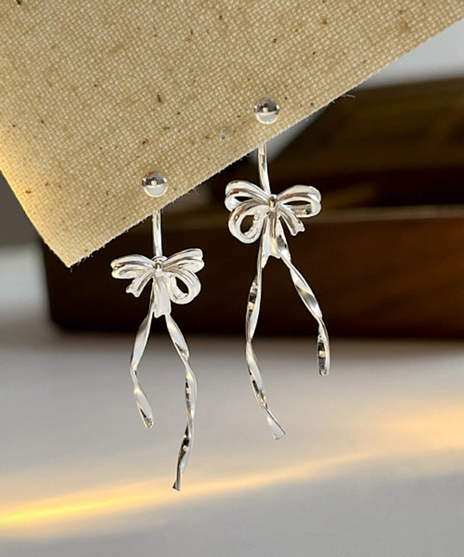 Original Design Silk Sterling Silver Bow Stud Earrings