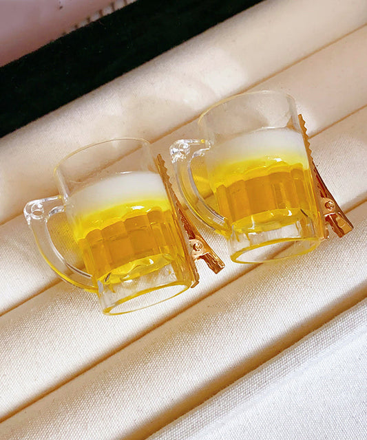 Original Design Yellow Alloy Beer Glass Hairpin