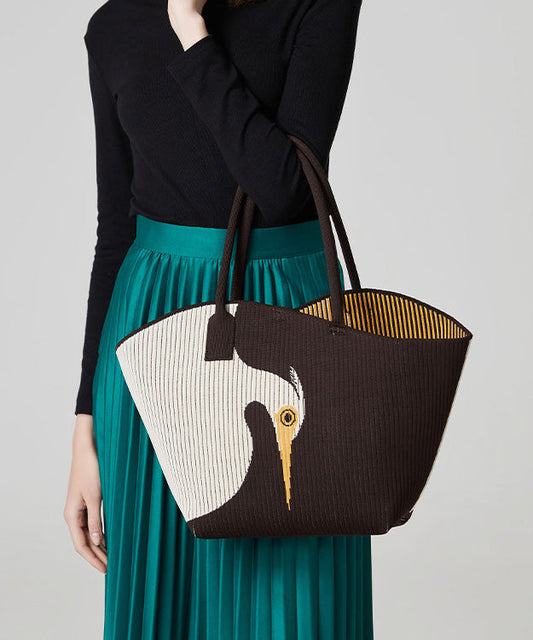 Bolso de hombro original de punto de color café de gran capacidad