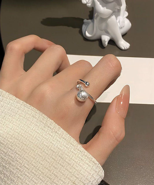 Originale Seide Sterling Silber Drahtgezogene Kugelquaste offene Ringe